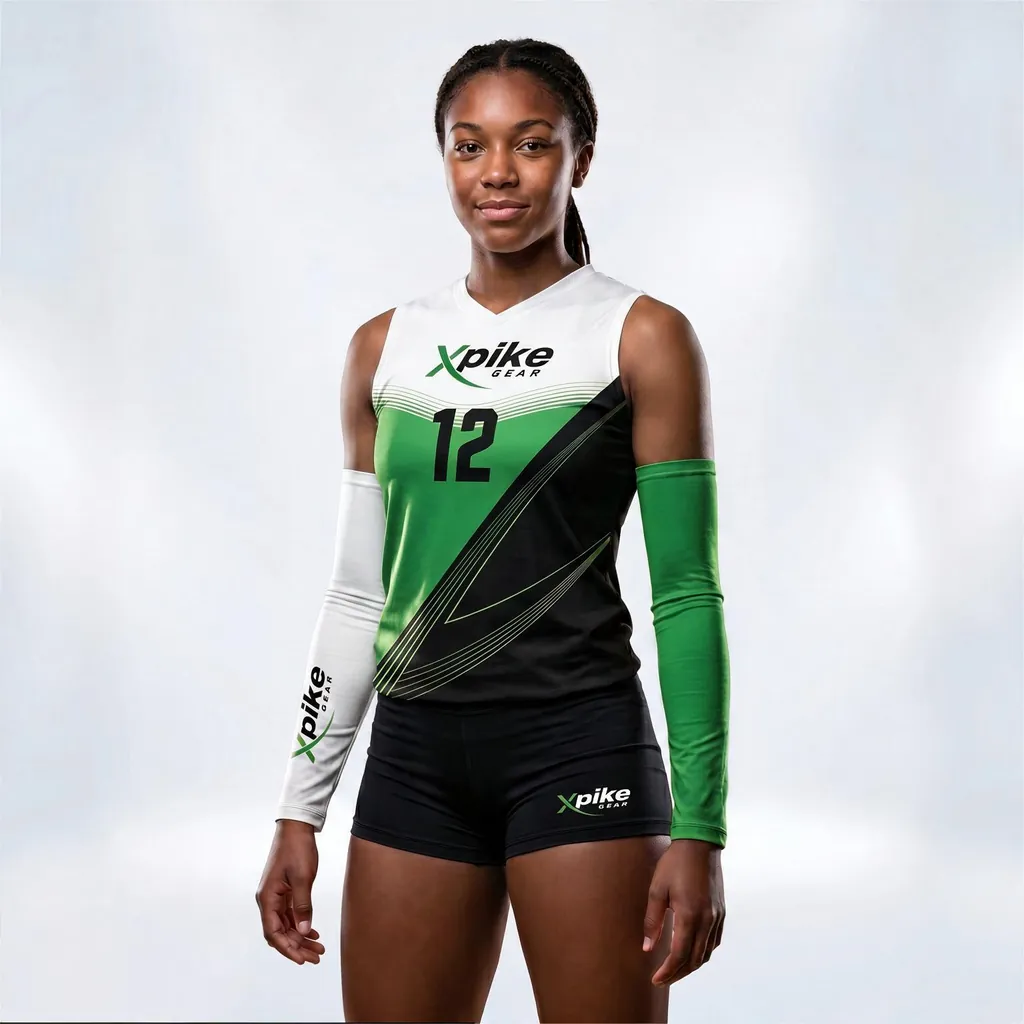 Dynamic Lines Sleeveless Jersey & Arm Sleeves Set · Dynamic Lines · Color Green · Front
