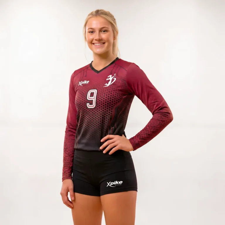 Hex Texture Long Sleeve Jersey · Hex Texture · Color Burgundy