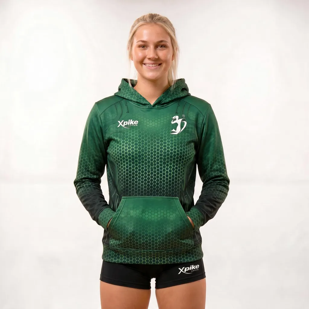 Hex Texture Sublimated Hoodie · Hex Texture · Color Bottle green · Front