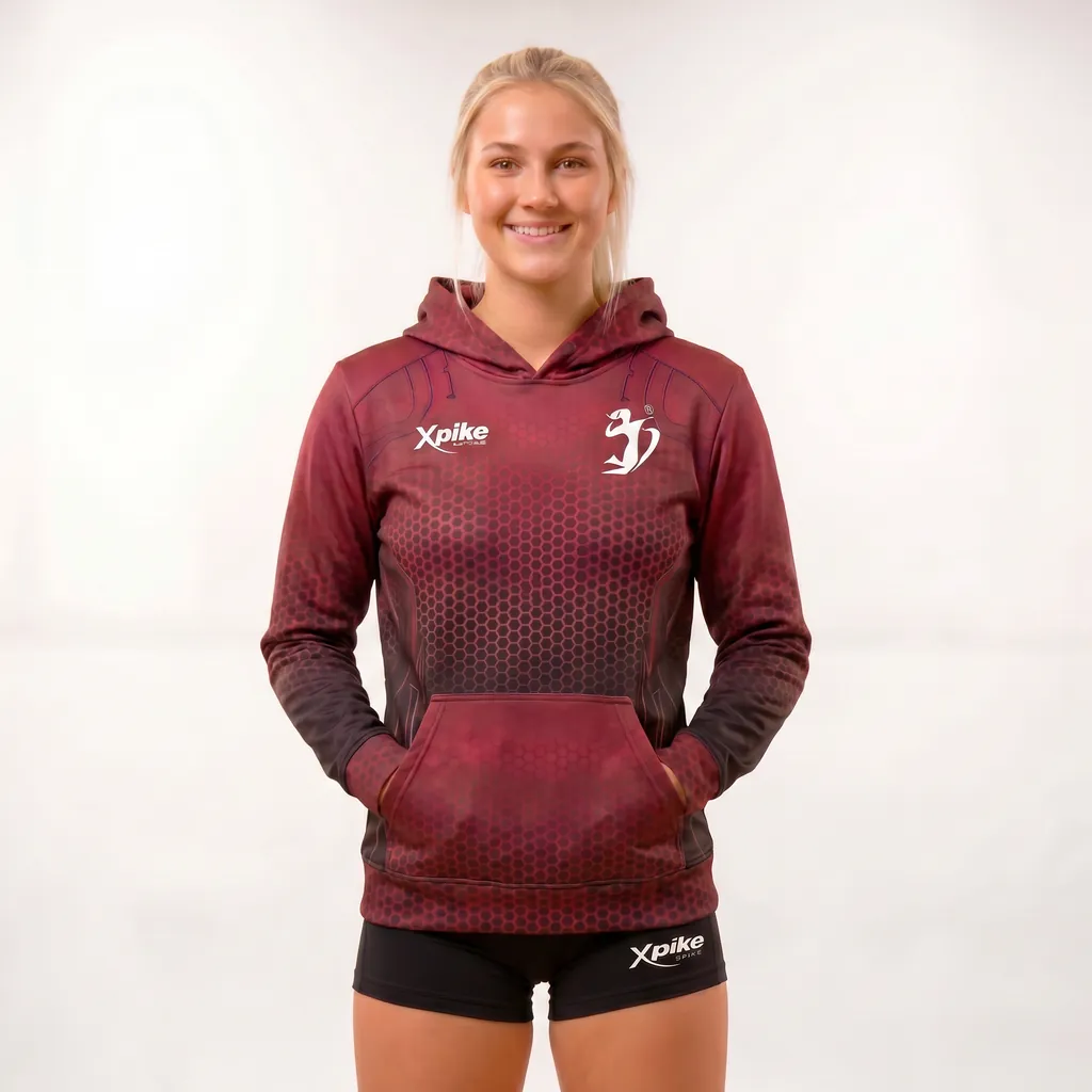 Hex Texture Sublimated Hoodie · Hex Texture · Color Burgundy · Front