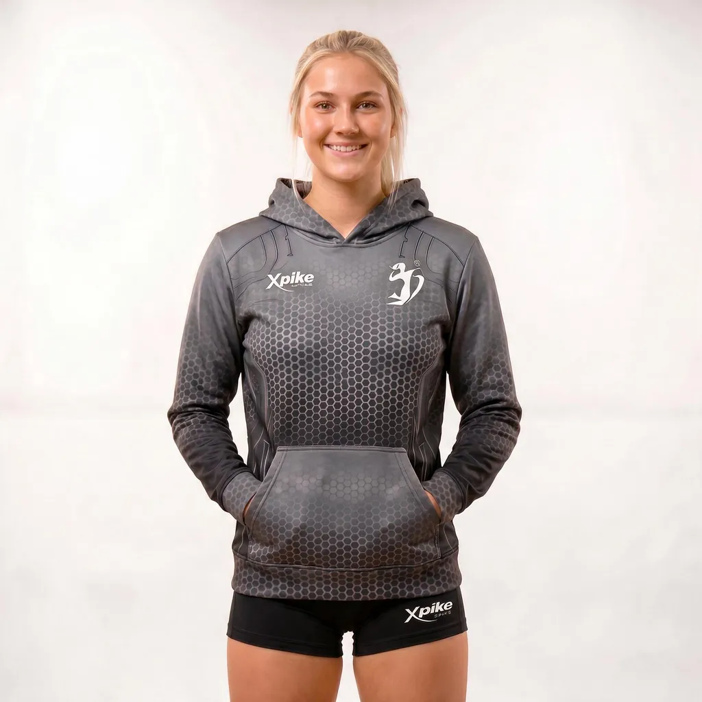 Hex Texture Sublimated Hoodie · Hex Texture · Color Lead gray · Front