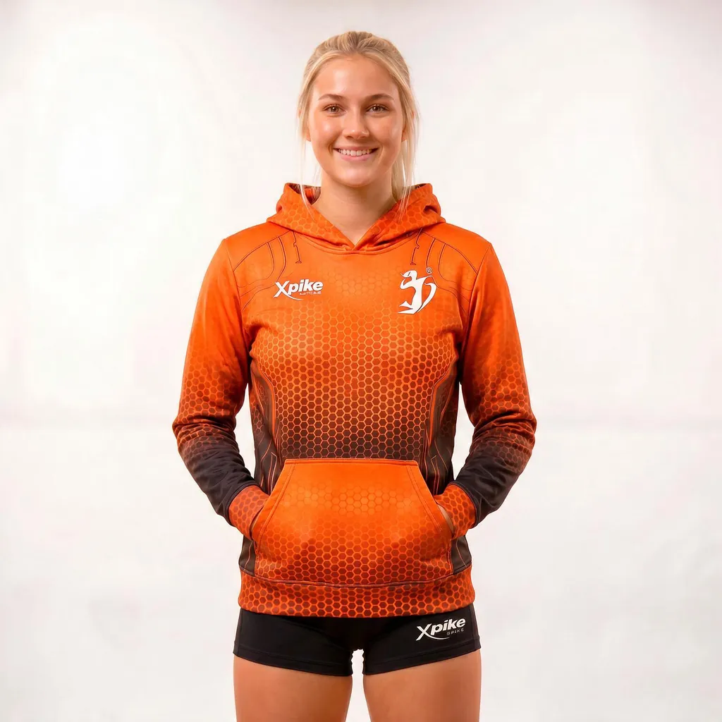 Hex Texture Sublimated Hoodie · Hex Texture · Color Orange · Front