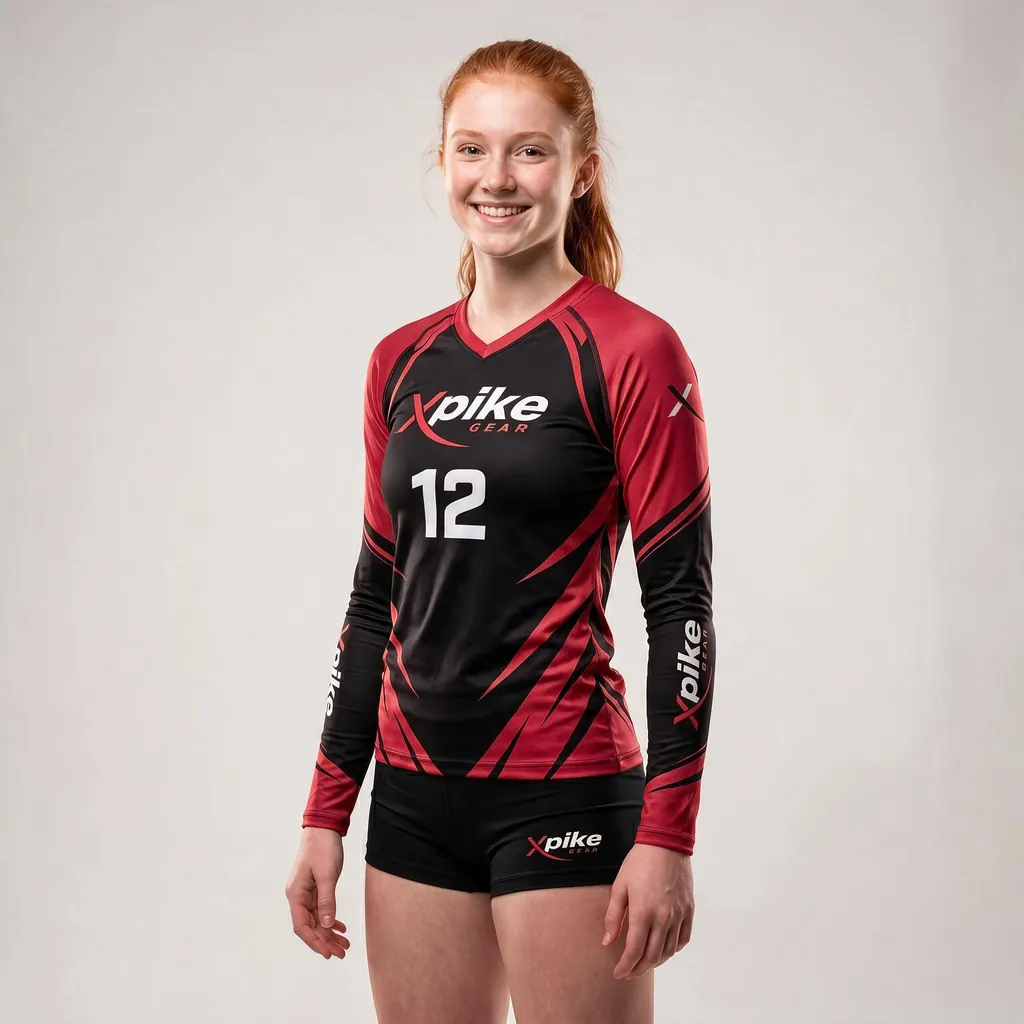 Jagged Streaks Long Sleeve Jersey · Jagged Streaks · Color Red · Front