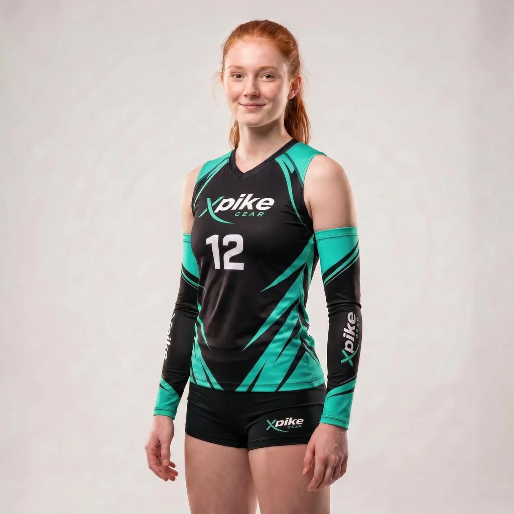Jagged Streaks Sleeveless Jersey & Arm Sleeves Set · Jagged Streaks · Color Turquoise · Front